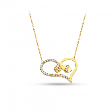 14 Ayar Altın Yılan Kalp Kolye