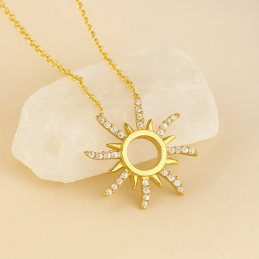 14 Ayar Altın Zarif Güneş Kolye