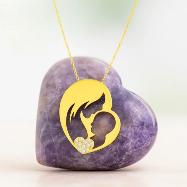 14K Altın Anne ve Bebek Kolye, Anne Takıları, Kadınlar için Zarif Kolyeler, Çocuk Kolye