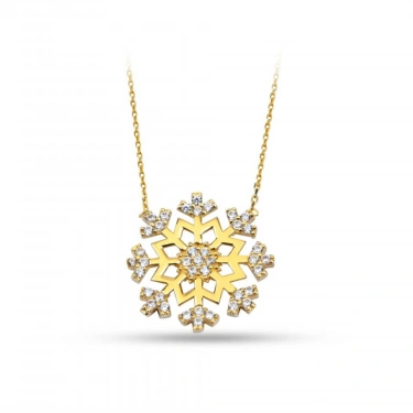 14K Altın Kar Tanesi Kolye, Minik Yıldız Kolye