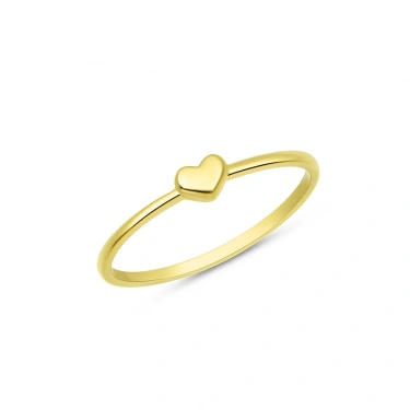 14K Altın Minimal Kalp Yüzük, Sevgililer Günü Hediyesi, İnce ve Küçük Yüzükler