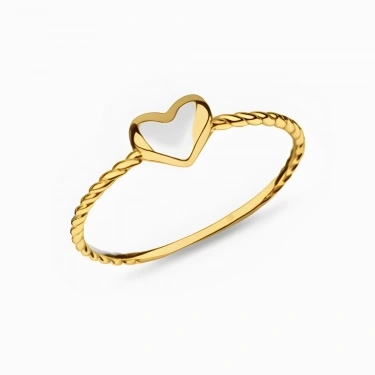 14 Ayar Altın Minimalist İnce Kalp Yüzük, Zarif Aşk Takıları