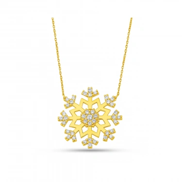 14K Gold Snowflake Necklace, Tiny Star Necklace