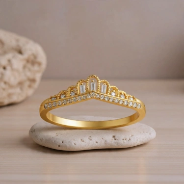 0.16 Carat Baguette Cut Diamond Crown Ring