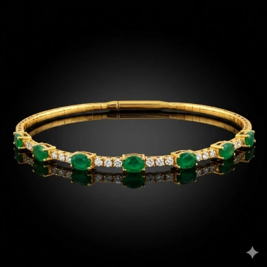 3.70 Karat Yeşil Zümrüt Taşlı Suyolu Bilezik