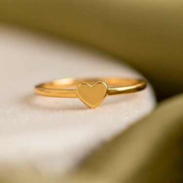 14 Ayar Altın Minimal Kalp Yüzük