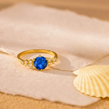 14 Ayar Altın Minimal Safir Yüzük