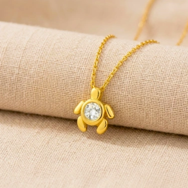 14 Ayar Altın Kaplumbağa Kolye