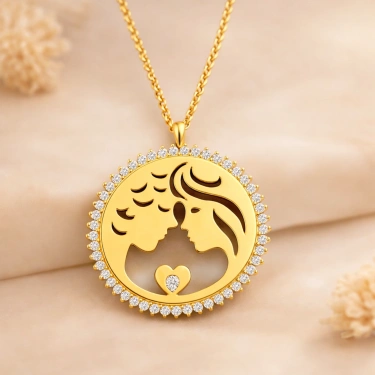 14 Ayar Altın 2 Aşık Madalyon Kolye