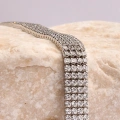 14K Gold 4-Row Chain Bracelet, Elegant Cubic Zircon Bracelet