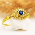 14K Solid Gold Blue Sapphire Eye Ring, Elegant Protective and Lucky Gold Ring