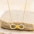 14K Solid Gold Mini Heart Infinity Necklace