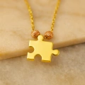 14 Ayar Altın Dorika Detaylı Puzzle Kolye