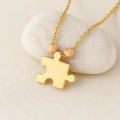 14 Ayar Altın Dorika Detaylı Puzzle Kolye