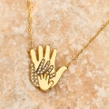14K Gold Hand Necklace, Newborn Jewelry, Handprint Necklace, Baby Necklace for Mom