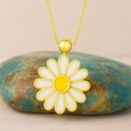 14 Ayar Altın Beyaz Papatya Kolye