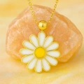 14 Ayar Altın Beyaz Papatya Kolye