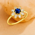 14 Ayar Altın Mavi Safir Baget Yüzük