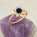 14 Ayar Altın Mavi Safir Baget Yüzük