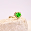 14K Gold Emerald Heart Ring, Precious Stone Rings