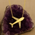 14K Gold Airplane Necklace, Necklace for Travel Lovers