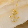 14K Gold Anchor Necklace, Rope Chain Necklaces, Anchor Jewelry, Ocean Beach Necklace