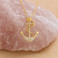 14K Gold Anchor Necklace, Rope Chain Necklaces, Anchor Jewelry, Ocean Beach Necklace