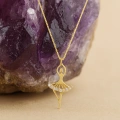 14K Gold Ballerina Necklace, Ballerina Dancer Girl, Elegant Fairy Necklace
