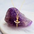 14K Gold Ballerina Necklace, Ballerina Dancer Girl, Elegant Fairy Necklace