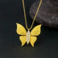14K Gold Butterfly Necklace, Tiny Butterfly Luck Necklace