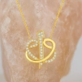 14K Gold Elif and Vav Necklace, ALLAH Necklace