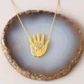 14K Gold Hand Necklace, Newborn Jewelry, Handprint Necklace, Baby Necklace for Mom