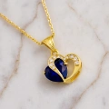 14K Gold Heart-Cut Birthstone Necklace, Personalized Colorful Stone Necklace