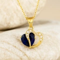 14K Gold Heart-Cut Birthstone Necklace, Personalized Colorful Stone Necklace