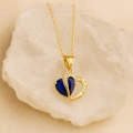 14K Gold Heart-Cut Birthstone Necklace, Personalized Colorful Stone Necklace