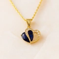14K Gold Heart-Cut Birthstone Necklace, Personalized Colorful Stone Necklace