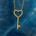 14K Gold Heart Key Necklace, Gold Lock Jewelry, Key to My Heart Necklace, Gift for Girlfriend
