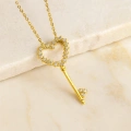 14K Gold Heart Key Necklace, Gold Lock Jewelry, Key to My Heart Necklace, Gift for Girlfriend