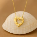 14K Gold Minimalist Heart Necklace, Dangling Gold Love Jewelry