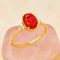14K Gold Oval-Cut Ruby Ring, Unique Precious Stone Engagement Ring