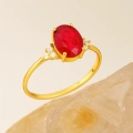14K Gold Oval-Cut Ruby Ring, Unique Precious Stone Engagement Ring