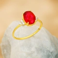 14K Gold Oval-Cut Ruby Ring, Unique Precious Stone Engagement Ring