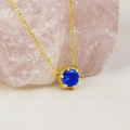 14K Gold Personalized Birthstone Necklace, Custom Colorful Jewelry, Solitaire Necklace