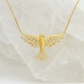 14K Gold Phoenix Necklace, Rebirth Necklace