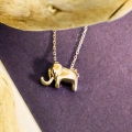 14K Gold Small Baby Elephant Necklace, Cute Luck Necklace