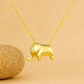 14K Gold Small Baby Elephant Necklace, Cute Luck Necklace