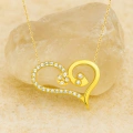 14K Gold Snake Heart Necklace