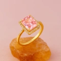 14K Gold Solitaire Pink Topaz Ring, Elegant Birthstone Gift