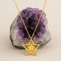 14K Gold Star Necklace, Elegant Gold Star Necklace for Women