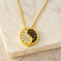 14K Gold Yin Yang Necklace, Medallion Necklace, Balance Necklace